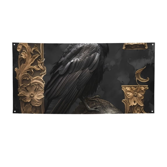 Sikiie Gothic Raven Portrait Custom Banners and Signs Customize Outdoor, Personalized Banner with Logo Text for Party Birthday, Customized Banner Decoration-Medium