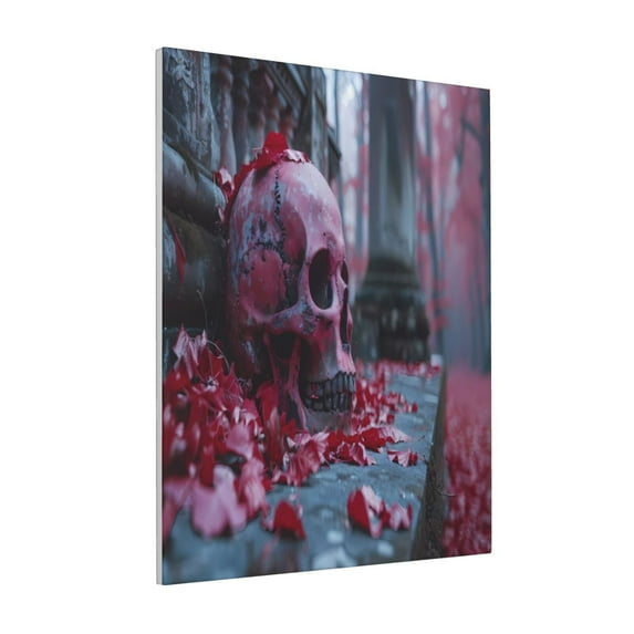 Sikiie Gothic Red Skull Cemetery Print Canvas Decorative Hanging Painting, Anti-shrinkage Hanging Frame, Suitable for Home, Office Wall Decorations