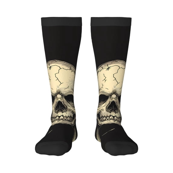 Sikiie Gothic Winged Skull Knee Socks, High Socks Long Stretchy Sock Women Knee High Stocking, Long Socks for Women