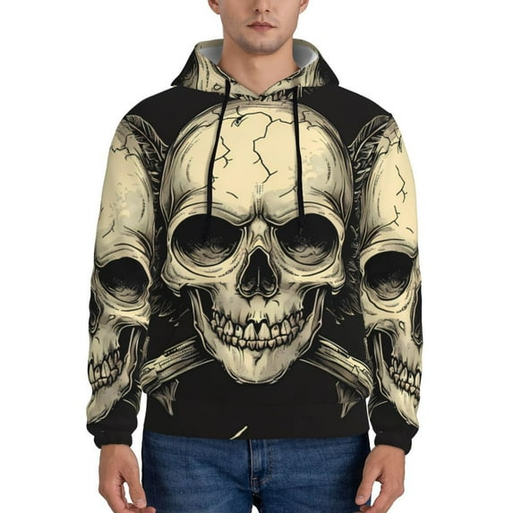 Sikiie Gothic Winged Skull Men's Hoodie, Essentials Hoodie, Sweatshirt, Pullover Hooded Sweatshirt for Men-XX-Large