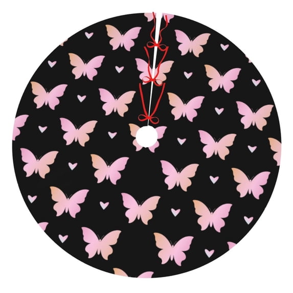 Sikiie Gradient Butterfly 30-48 inches {designName} Print Christmas Tree Skirt Snowman Xmas Tree Skirt with Edge Christmas Decorations for Holiday Party36"