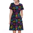 thumbnail image 1 of Sikiie Graffiti Art Print Women's Short-sleeved Dress, Round Neck Slim Knee-length Dress, Summer Clothing Suitable for Daily Leisure and Vacation, 1 of 6