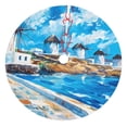 thumbnail image 1 of Sikiie Greek Island Windmills Painting 30-48 inches {designName} Print Christmas Tree Skirt Snowman Xmas Tree Skirt with Edge Christmas Decorations for Holiday Party-30", 1 of 7