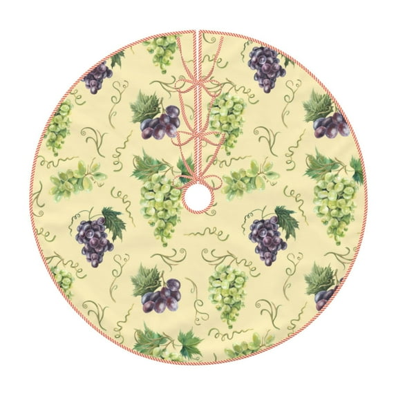 Sikiie Green And Purple Grapes Christmas Tree Skirt, Christmas Tree Decorations, Christmas Decor, Tree Mat Decoration(30-48IN)-48"