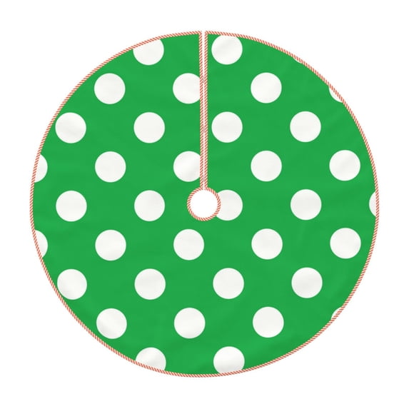Sikiie Green And White Polka Dot Christmas Tree Skirt, Christmas Tree Decorations, Christmas Decor, Tree Mat Decoration(30-48IN)-36"