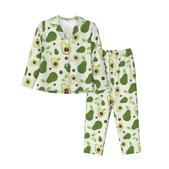 Sikiie Green Avocado Women's Long-Sleeve Shirt and Full-Length Bottom Pajama Set (s-xxl)-Medium