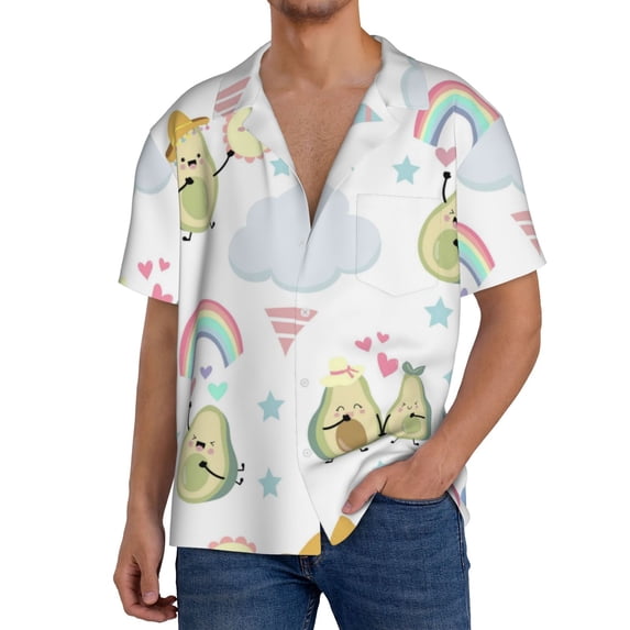 Sikiie Green Blue Avocado Men's Wrinkle Free Untucked Cuban Shirt Business Casual Button Down Shirts Short Sleeve ShirtXX-Large