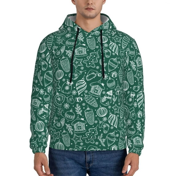 Sikiie Green Christmas Men's Hoodie, Essentials Hoodie, Sweatshirt, Pullover Hooded Sweatshirt for Men-Small