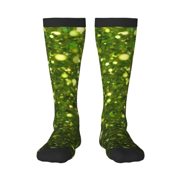 Sikiie Green Glitter Sparkle Knee Socks, High Socks Long Stretchy Sock Women Knee High Stocking, Long Socks for Women