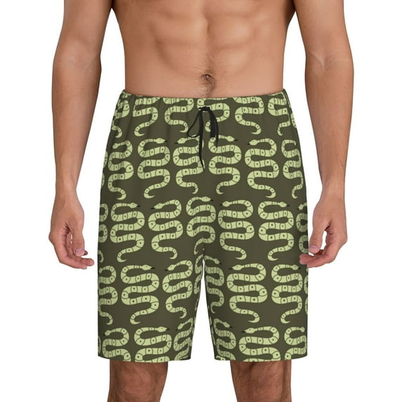 Sikiie Green Snake Mens Pajama Shorts, Lightweight Lounge Pant with Pockets Soft Sleep Pj Shorts for MenLarge