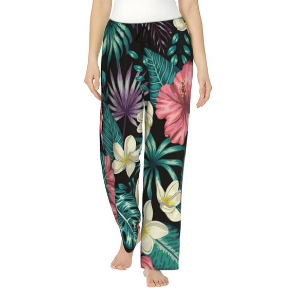 Sikiie Green Tropical Leaves Women’s Ultra-Soft Comfy Lounge Pants Sleepwear Comfy Lounge Pants Drawstring Sleep Bottoms with PocketsLarge
