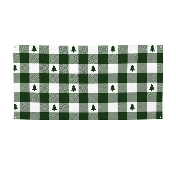 Sikiie Green White Lumberjack Plaid Custom Banners and Signs Customize Outdoor, Personalized Banner with Logo Text for Party Birthday, Customized Banner Decoration-Medium