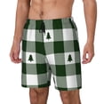 thumbnail image 1 of Sikiie Green White Lumberjack Plaid Print Men's Double Layer Swimming Trunks, Adjustable Waistband and Pockets Sports Swimming Trunks, Beach Swimwear-Small, 1 of 6