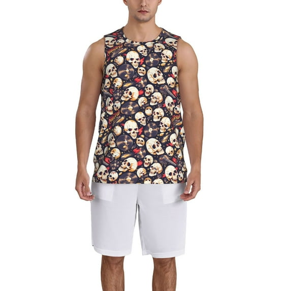 Sikiie Guitar Skull record Basketball Jersey Reversible Men's Mesh Athletic Sports Shirts Training Practice S-4XLXX-Large