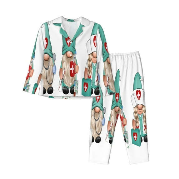Sikiie Guomei doctor Pajamas Set Long Sleeve Sleepwear Womens Button Down Nightwear Pj Sets-X-Large