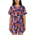 thumbnail image 1 of Sikiie Halloween Black Cats Womens Pajama Sets Short Sleeve Top With Pants Sleepwear 2 Piece Lounge Set-4X-Large, 1 of 6