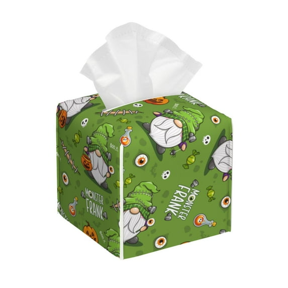 Sikiie Halloween Monster Gnome Leather Tissue Box Cover Square, tissue box holder - 5.2”x5.2”x5.2”