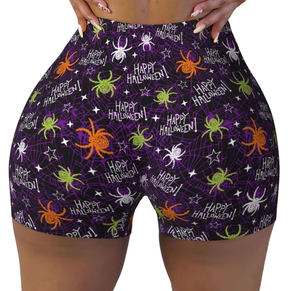 Sikiie Halloween Print Workout Shorts Women Scrunch Butt Gym Shorts Seamless High Waist Tummy Control Yoga Biker Athletic Shorts
