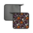 thumbnail image 1 of Sikiie Halloween With Skull Pot Holders Kitchen Insulation Mats Heat Resistant Pot-Holder Oven Anti-Scald Pads for Cooking Baking, 7.1*7.1inch, 1 of 8