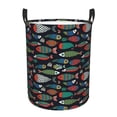 thumbnail image 1 of Sikiie Hand Drawn Colorful Fishes Print Round Dirty Clothes Basket, Waterproof Standing Foldable Storage Basket, for Laundry Room, Bedroom, Bathroom Storage-Small, 1 of 6
