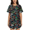 thumbnail image 1 of Sikiie Hand Drawn Colorful Fishes Womens Pajama Sets Short Sleeve Top With Pants Sleepwear 2 Piece Lounge SetSmall, 1 of 6