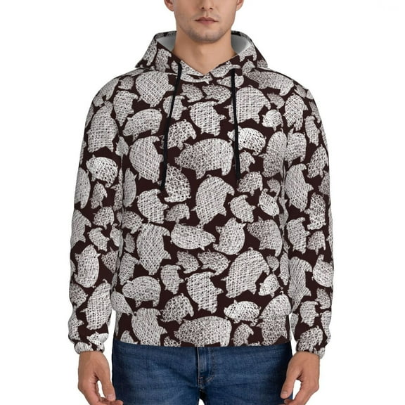 Sikiie Hand Drawn Pig Men's Hoodie, Essentials Hoodie, Sweatshirt, Pullover Hooded Sweatshirt for Men-Large