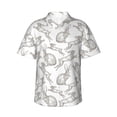 thumbnail image 1 of Sikiie Hand Drawn Rabbit Print Men's Hawaiian Shirt, Summer Beach Button Pocket Short Sleeve T-Shirt,XX-Large, 1 of 7