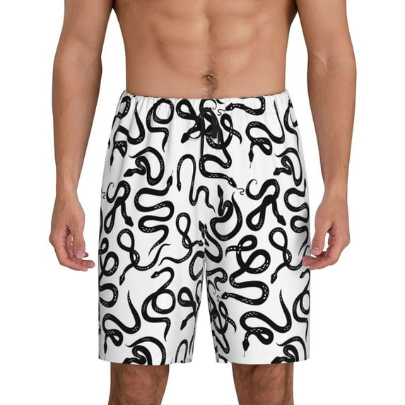 Sikiie Hand Drawn Snake Mens Pajama Shorts, Lightweight Lounge Pant with Pockets Soft Sleep Pj Shorts for MenXX-Large