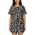 thumbnail image 1 of Sikiie Hand Drawn Snake Womens Pajama Sets Short Sleeve Top With Pants Sleepwear 2 Piece Lounge Set3X-Large, 1 of 6