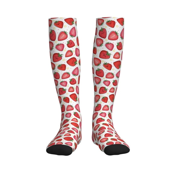 Sikiie Hand Drawn Strawberry 1 Pairs Compression Socks for Men and Women 15-20 mmHg Running Support Socks