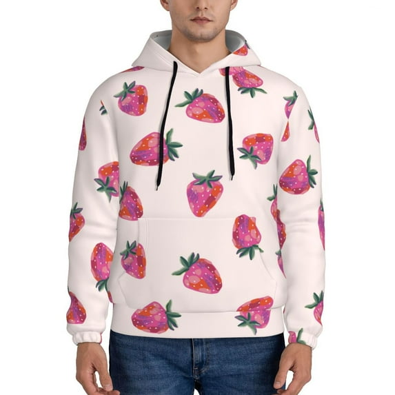 Sikiie Hand Drawn Strawberry Men's Hoodie, Essentials Hoodie, Sweatshirt, Pullover Hooded Sweatshirt for Men-3X-Large