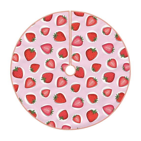 Sikiie Hand Drawn Strawberry Nativity Christmas Tree Skirt, Jesus Christian Winter Holiday Tree Mat Decoration(30-48IN)30"