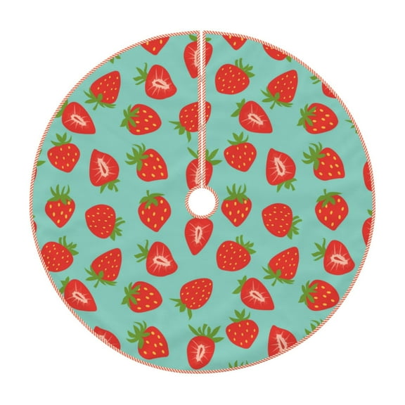 Sikiie Hand Drawn Strawberry Nativity Christmas Tree Skirt, Jesus Christian Winter Holiday Tree Mat Decoration(30-48IN)30"