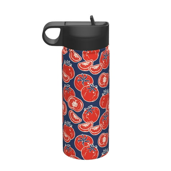 Sikiie Hand Drawn Tomatoes Print 18OZ Insulated Straw Cup, Portable Leak-proof Sports Water Bottle, Stainless Steel Water Cup Suitable for Home and Outdoor