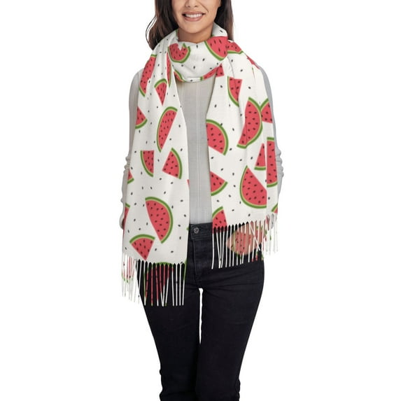 Sikiie Hand Drawn Watermelon Shawl Wraps Big Scarf Tassel Fall Winter Thick Scarf Warm Shawl Women Fall Gifts