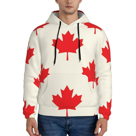 Sikiie Happy Canada Day Men's Hoodie, Essentials Hoodie, Sweatshirt, Pullover Hooded Sweatshirt for Men-3X-Large