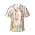 thumbnail image 1 of Sikiie Happy Easter Print Men's Hawaiian Shirt, Summer Beach Button Pocket Short Sleeve T-Shirt,3X-Large, 1 of 7