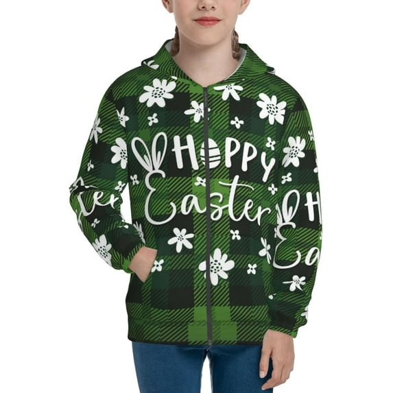 Sikiie Happy Easter Zip Up Hoodie Teenage, hoodies for Teenage, Zipper Sweatshirt Jacket for Daily, Traveling-Medium