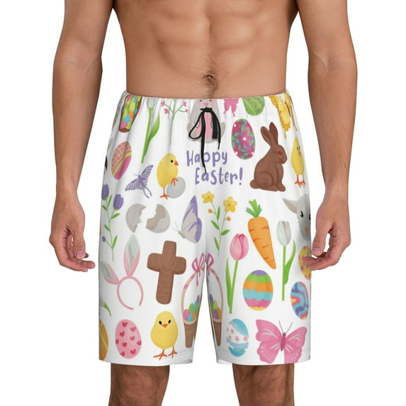Sikiie Happy Easter1 Mens Pajama Shorts, Lightweight Lounge Pant with Pockets Soft Sleep Pj Shorts for MenMedium