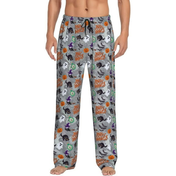 Sikiie Happy Halloween Pajama Pants Men, PJ Bottoms, Sleep & Lounge Pants-Small