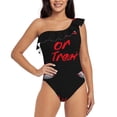 thumbnail image 1 of Sikiie Happy Halloween2 Print Women One Piece Swimsuits Tummy Control One Shoulder Bathing Suits Ruffle Swimwear, From S to XXL-X-Large, 1 of 6