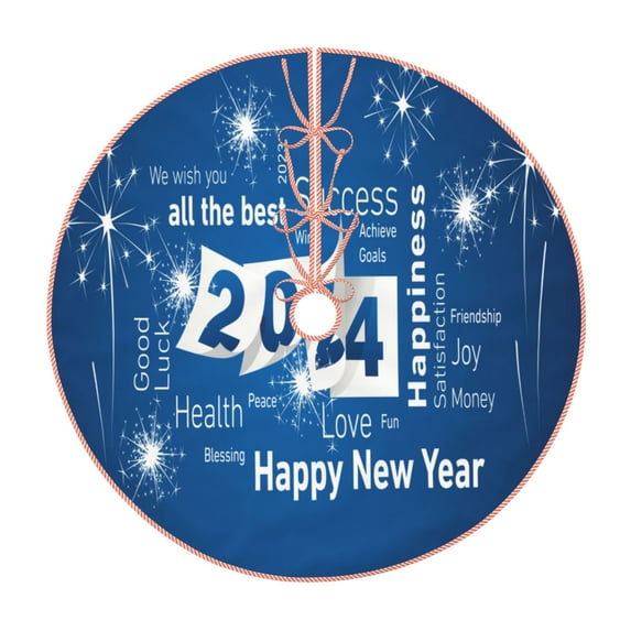 Sikiie Happy New Year 2024 (4) Nativity Christmas Tree Skirt, Jesus Christian Winter Holiday Tree Mat Decoration(30-48IN)36"