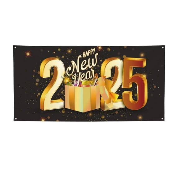 Sikiie Happy New Year 2025 C Custom Banners and Signs Customize Outdoor, Personalized Banner with Logo Text for Party Birthday, Customized Banner Decoration-Small