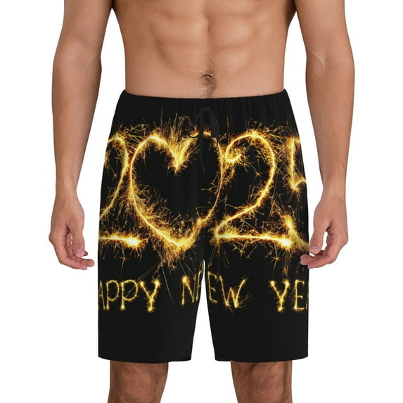 Sikiie Happy New Year 2025 D Mens Pajama Shorts, Lounge Pant, Men's shorts,Sleep Pj Shorts for Men-Small