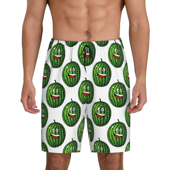 Sikiie Happy Watermelon Mens Pajama Shorts, Lightweight Lounge Pant with Pockets Soft Sleep Pj Shorts for MenLarge