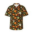 thumbnail image 1 of Sikiie Harvest Pumpkins Print Men's Hawaiian Shirt, Summer Beach Button Pocket Short Sleeve T-Shirt,Small, 1 of 7