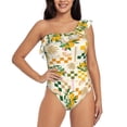 thumbnail image 1 of Sikiie Hawaii Palms Print Women One Piece Swimsuits Tummy Control One Shoulder Bathing Suits Ruffle Swimwear, From S to XXL-Medium, 1 of 6