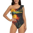 thumbnail image 1 of Sikiie Hawaiian Style Bald Eagle Print Women One Piece Swimsuits Tummy Control One Shoulder Bathing Suits Ruffle Swimwear, From S to XXL-X-Large, 1 of 6