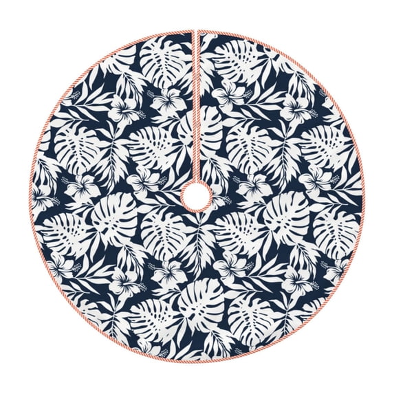 Sikiie Hawaiian Style Nativity Christmas Tree Skirt, Jesus Christian Winter Holiday Tree Mat Decoration(30-48IN)30"