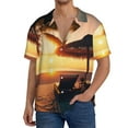 thumbnail image 1 of Sikiie Hawaiian Sunset Beach Men's Wrinkle Free Untucked Cuban Shirt Business Casual Button Down Shirts Short Sleeve ShirtSmall, 1 of 5